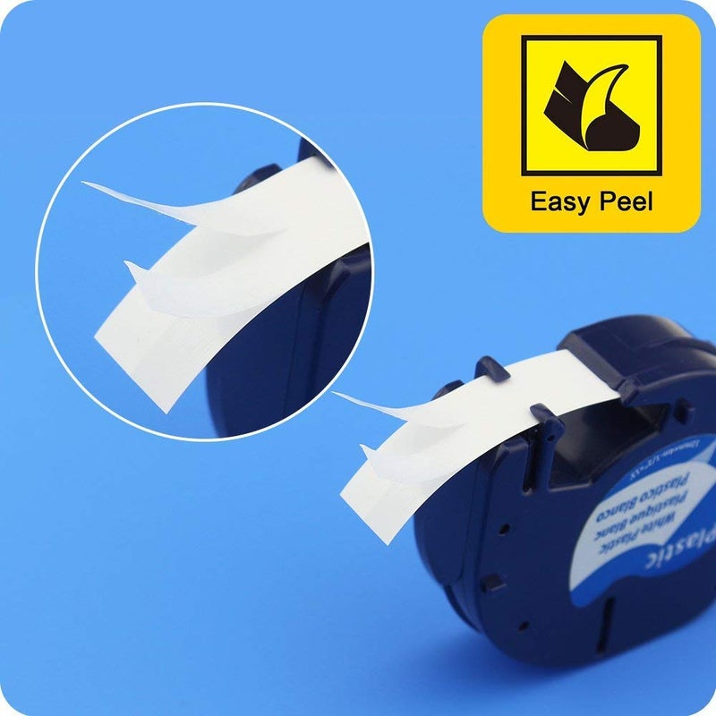 Label KINGDOM 10-Pack Replace for Dymo LetraTag Refills 91331 S0721660 Plastic Label Maker Tape Used for Dymo LetraTag LT100H Plus QX50  1/2 Inch x 23 Feet  Black on White - Image 4